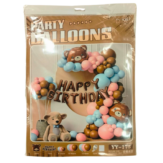 71pcs Happy Birthday Teddy Bear Theme Set Balloon Garland Arch Kit For Decoration
