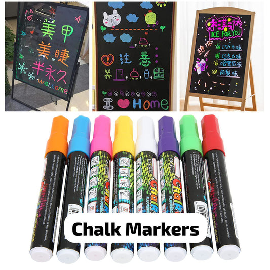Cleanable LED Highlighter BlackBoard Liquid Chalk Markers Set