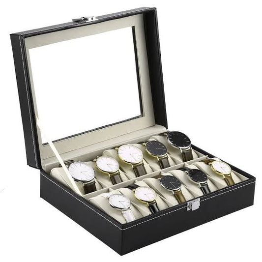 PU Leather Watch Storage Box – Luxury Organizer Case with 6 & 10 Grid Options | Display & Storage for Watches
