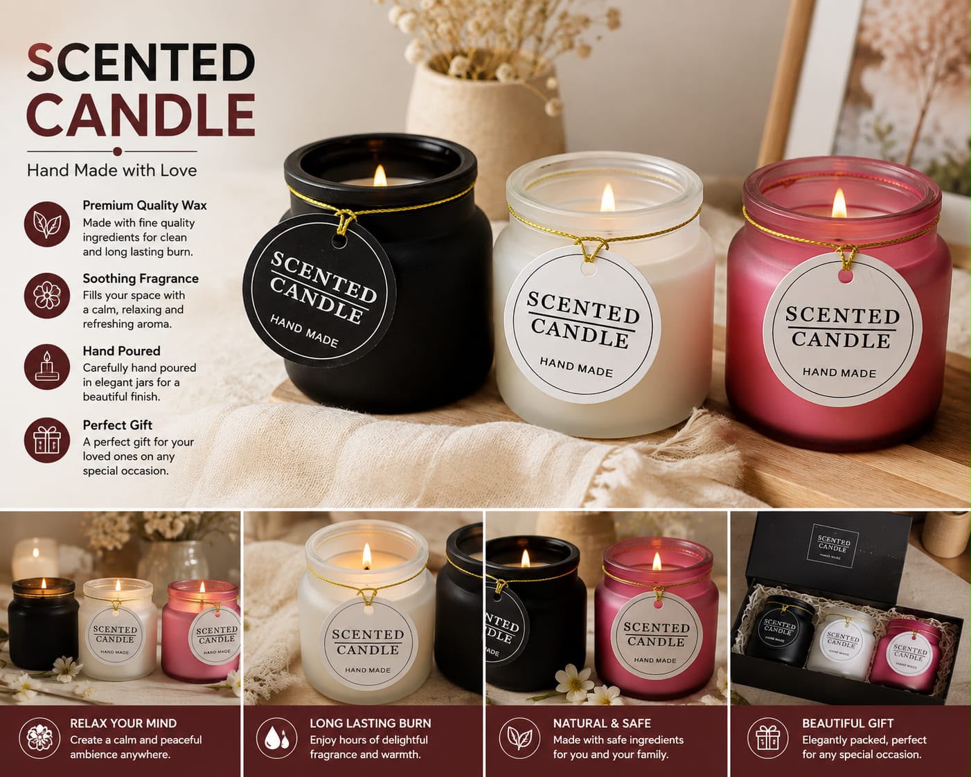 Scented Candles Pack of 3