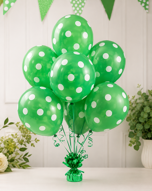 14 August Independence Day Decoration Latex Balloons – Dark Green & Green Polka Dot (Pack of 100)