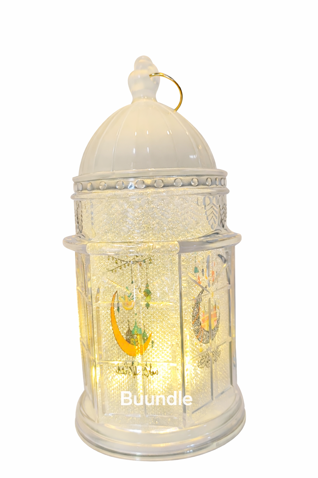 White Color Round Mini Ramadan Mubarak Lantern With Led light