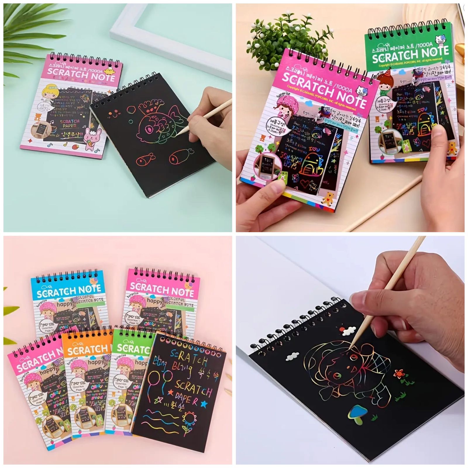 Multi Colourful Rainbow Drawing Scratch Note Book for Kids – Buundle