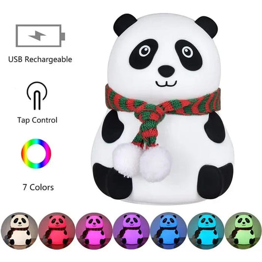 Cute Panda Night Light Silicone Nursery Sleeping Lamp Touch Control Nightlights USB Rechargeable Table Lamp for Baby