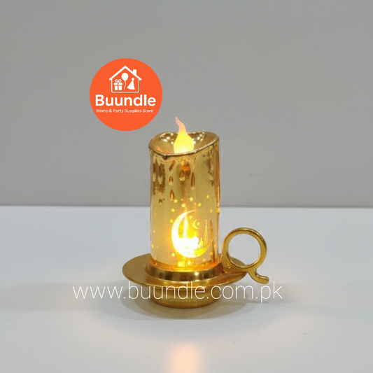 Decorative LED Candle with Crescent Moon Silhouette