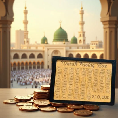 Umrah Saving Box - 280 Days Savings Plan | Islamic Halal Money Jar for Hajj & Umrah | Daily Pilgrimage Savings Tracker | Wooden Savings Box for Muslims