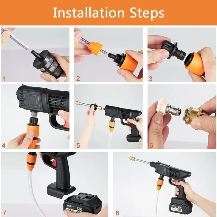 High Pressure Washer Rechargeable Gun 48V - Car Wash Machine Pump - Solar Panel Cleaner - Car - Fence - Wall - Floor Cleaning