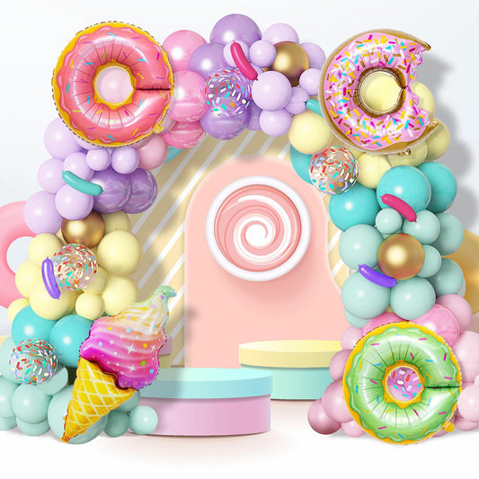 HBD Donut & Ice-cream Theme Balloon Garland Set For Candyland Birthday Decoration and Party Celebrations