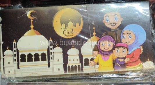 Black Eidi Envelopes with Family Pic Pack of 20