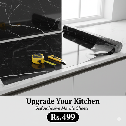 Self Adhesive White & Black Marble Sheet Sticker For Kitchen, Cupboard – Anti Oil And Heat Resistant Wallpaper
(60cmx200cm)