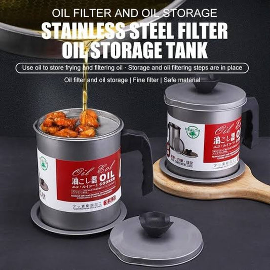 1.4 Litre Oil Filter and Storage Jar - Durable and Leak-proof container for Oil Storage Kitchen