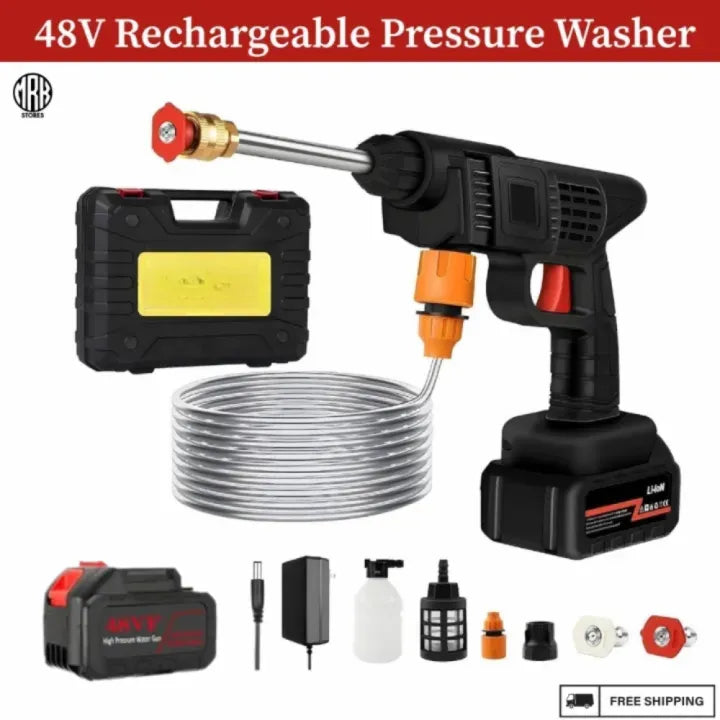 High Pressure Washer Rechargeable Gun 48V - Car Wash Machine Pump - Solar Panel Cleaner - Car - Fence - Wall - Floor Cleaning