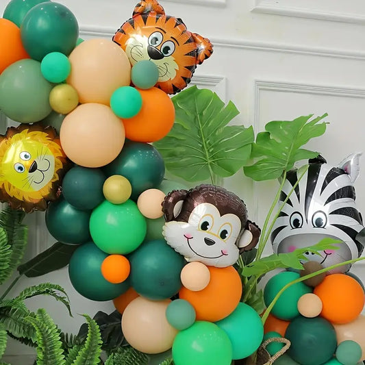 161pcs Jungle Safari Zoo Animal Balloon Party Decorations Kit Wild Safari Theme Birthday Party Decor