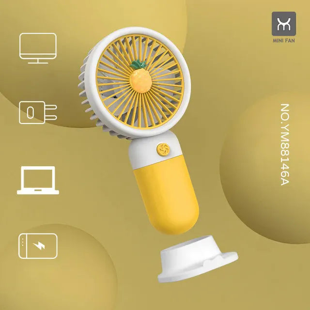 Fruity Mini USB Fan with Phone Holder – Portable Summer Cooling Fan