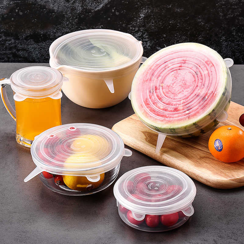 6-Pack Silicone Food Lids - Airtight, Leak-Proof & Reusable Container Covers