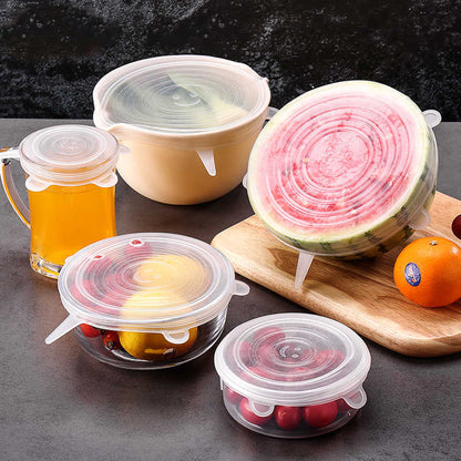 6-Pack Silicone Food Lids - Airtight, Leak-Proof & Reusable Container Covers