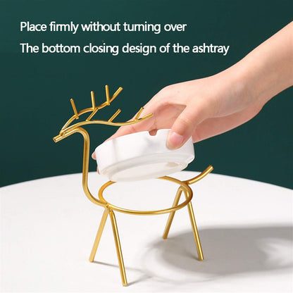 Gold Ashtray Nordic Style Creative Deer Holder Smoke Accessories Ceramic For Gift Home Living Room Decorations