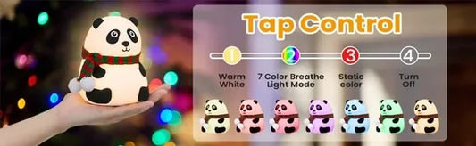 Cute Panda Night Light Silicone Nursery Sleeping Lamp Touch Control Nightlights USB Rechargeable Table Lamp for Baby