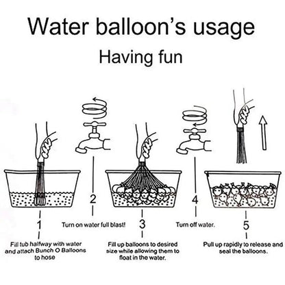 111pc Water Balloons Set - Quick Fill in 60 seconds - Fast and Fun Water Games
