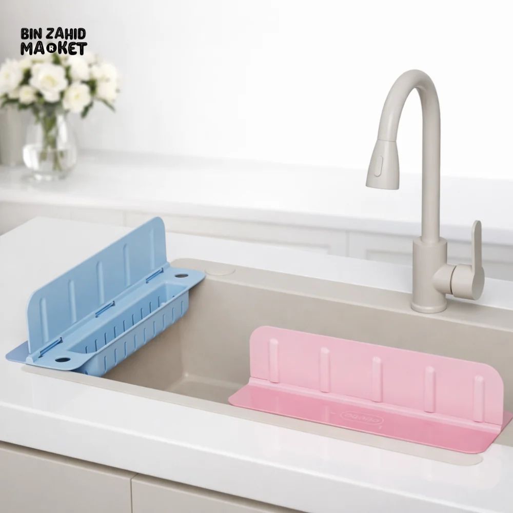 2in1 Kitchen Splash Guard with Sponge Holder and LID Cover Flip