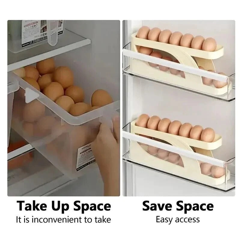 Automatic Scrolling Egg Rack, Double Layer Egg Dispenser, Counter Top Egg Storage Tray