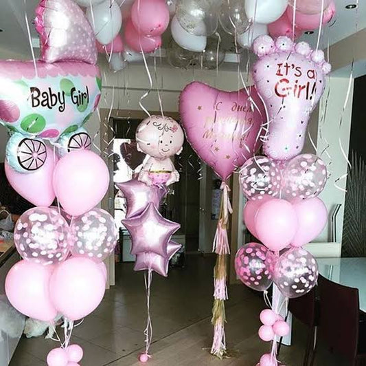 Baby Girl Welcome Balloons Decoration for Baby's Arrival