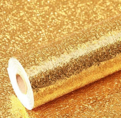 Pack of 3 Silver & Golden Self Adhesive Aluminium Foil Sticker Sheet Roll for Kitchen Size 60x200CM Size