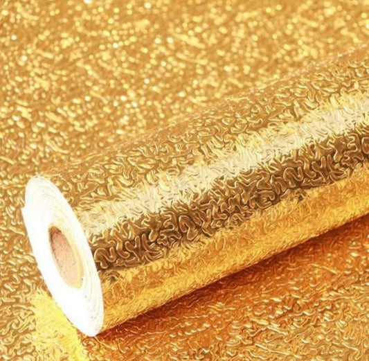 Pack of 3 Silver & Golden Self Adhesive Aluminium Foil Sticker Sheet Roll for Kitchen Size 60x200CM Size