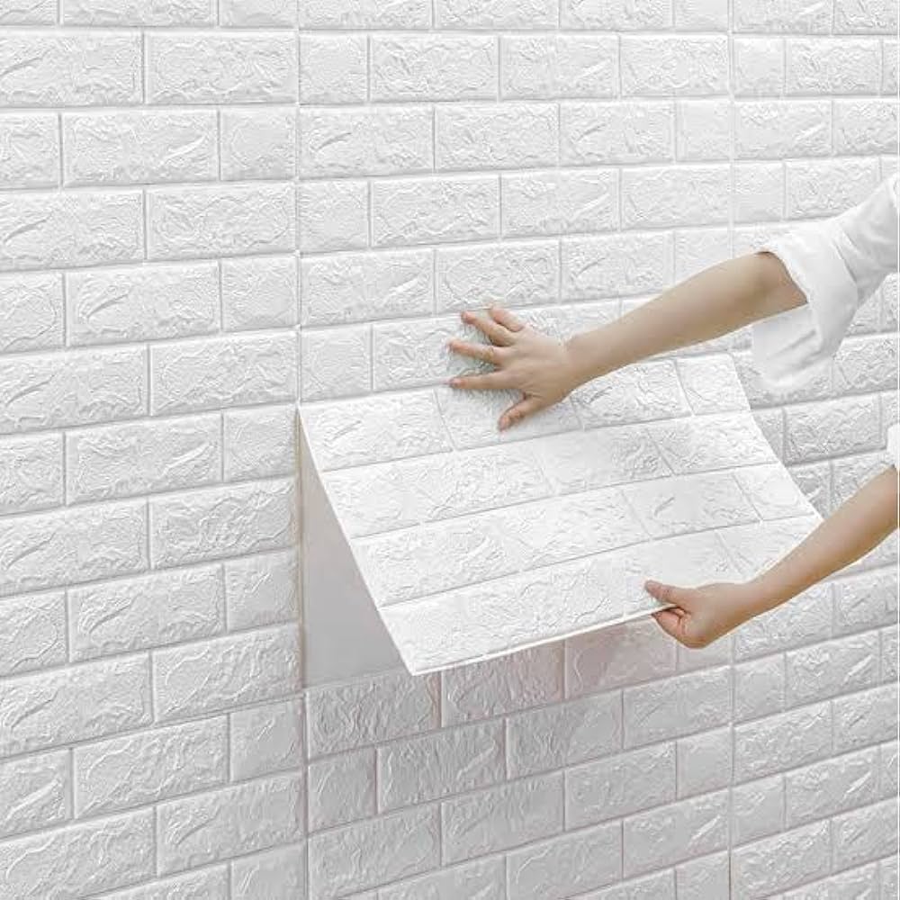 3D White Brick Wall Panels – Peel & Stick Foam Sheets | Waterproof Self-Adhesive | 30×27 Inches | Transform Any Room Instantly