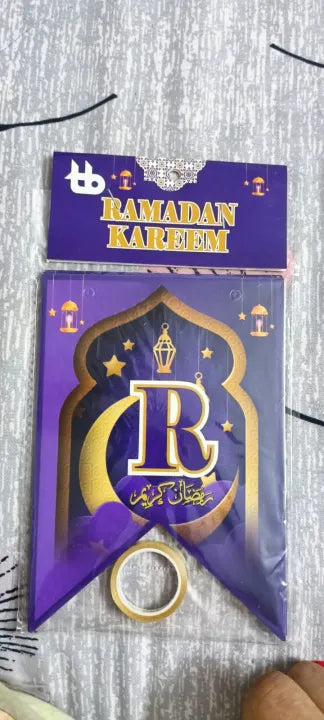 Black Ramadan Kareem Card Banner For Ramadan Iftar Party Decoration and Celebration Bamner