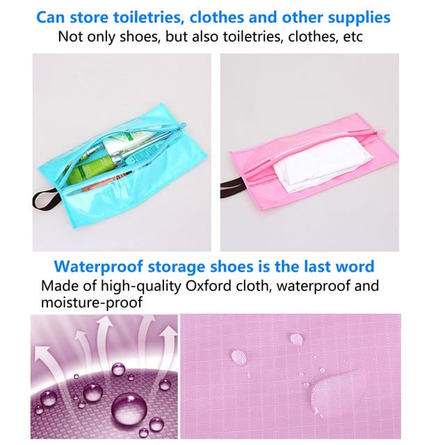 Pack of 2 Hanging Shoe Organizer, Portable Shoe Storage Bag, Waterproof Oxford Cloth Shoes Storage Bag, Transparent Shoe Bags, Large Capacity Colorful Travel Shoe Bag, Travel Portable Sorting Pouch