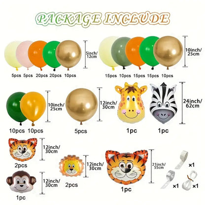 161pcs Jungle Safari Zoo Animal Balloon Party Decorations Kit,Wild Safari Theme Birthday Party Decor