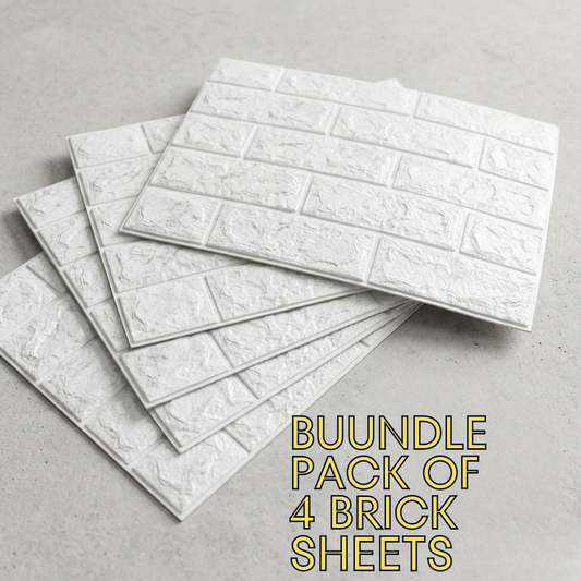 3D White Brick Wall Panels – Peel & Stick Foam Sheets | Waterproof Self-Adhesive | 30×27 Inches | Transform Any Room Instantly