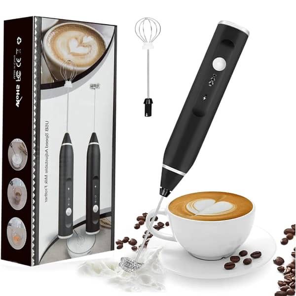 Electric 2 in 1 Milk Frother Portable Egg Beater/Coffee Beater USB Rechargeable Handheld Coffee Blender Milk Shaker Mixer