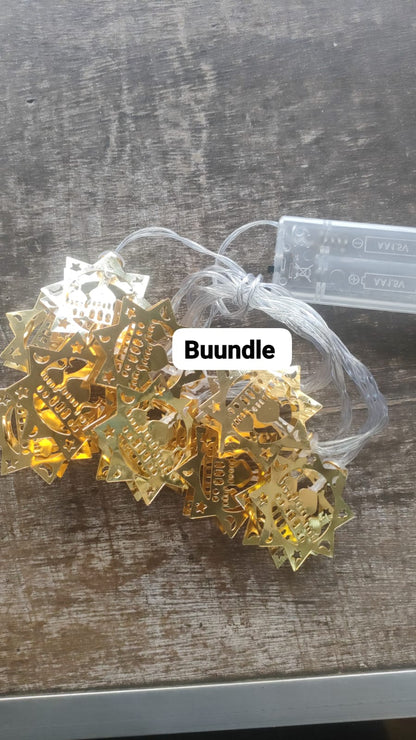 Metal Round Mosque Shaped Ramadan Mubarak/ Eid Mubarak Decoration Fairy Light