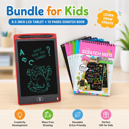 Educational Art Bundle – 8.5" LCD Writing Tablet + 10 Scratch Pages