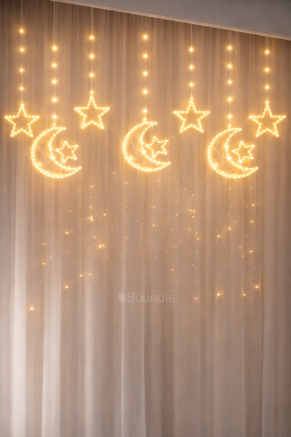 New Design Star & Moon Curtain lights for Ramzan/Eid Decoration