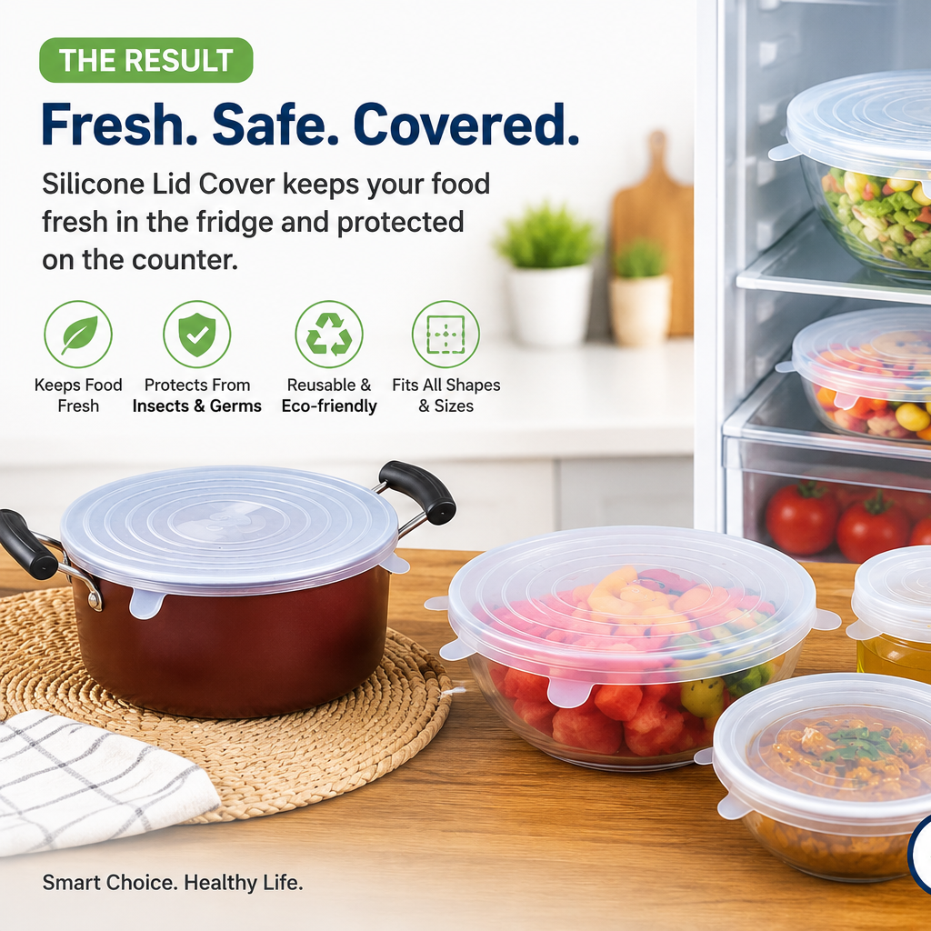 6-Pack Silicone Food Lids - Airtight, Leak-Proof & Reusable Container Covers