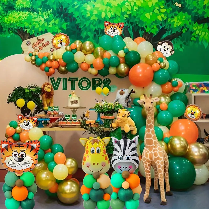 161pcs Jungle Safari Zoo Animal Balloon Party Decorations kit, Wild Safari Theme Birthday Party Decor