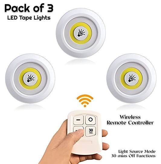 Pack of 3 - LED Tape Lights with Wireless Remote Controller (Batteries not Included)