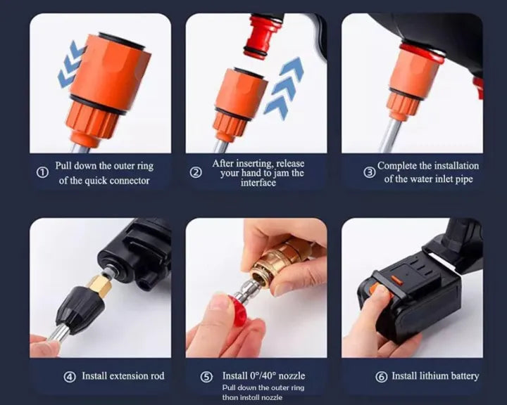 High Pressure Washer Rechargeable Gun 48V - Car Wash Machine Pump - Solar Panel Cleaner - Car - Fence - Wall - Floor Cleaning