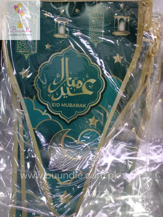 Green Eid Mubarak Flags Pack of 10 For Eid Theme Decoration