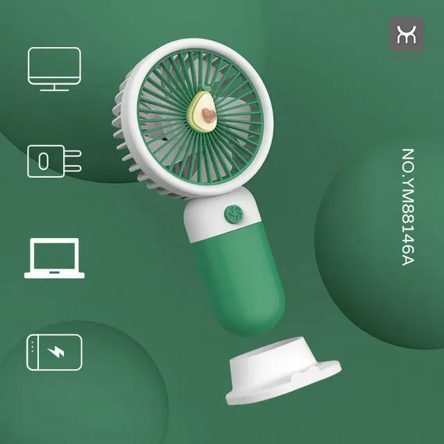 Fruity Mini USB Fan with Phone Holder – Portable Summer Cooling Fan