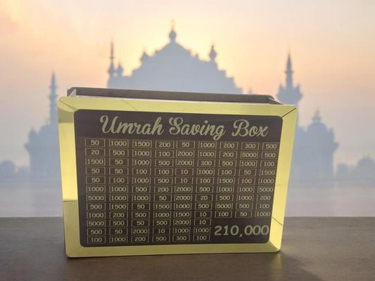 Umrah Saving Box - 280 Days Savings Plan | Islamic Halal Money Jar for Hajj & Umrah | Daily Pilgrimage Savings Tracker | Wooden Savings Box for Muslims